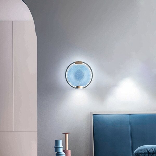 Applique da parete con sfera in vetro E27 metallo oro lampada design  moderno minimal