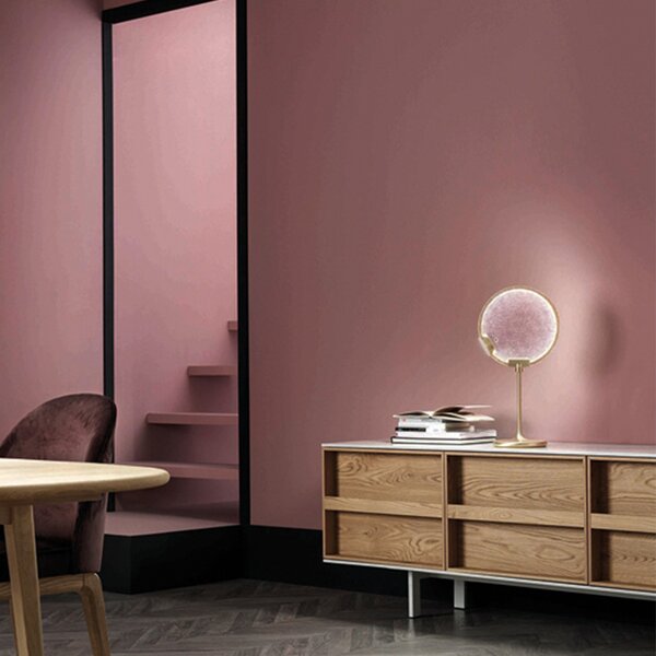 Lampada Da Scrivania Contemporanea Horo Metallo Ottone Vetro Rosa Led 14,4W