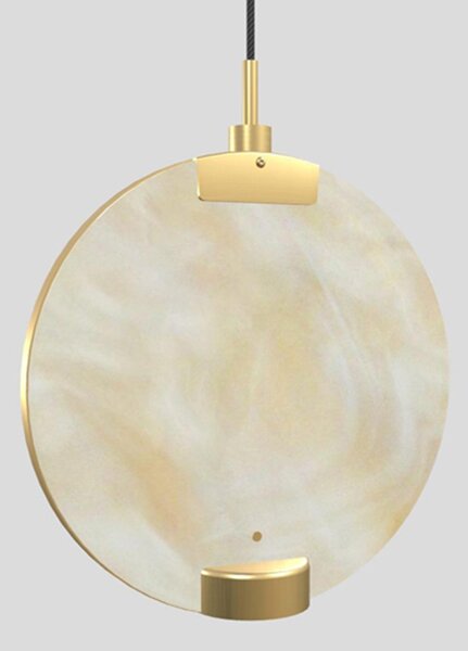 Sospensione Contemporanea Horo Metallo Ottone Vetro Ambra Led 43,2W