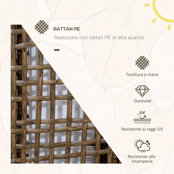 Outsunny Lampada Solare da Giardino con Pannello di Ricarica, in Acciaio e Rattan, 15.5x15.5x46 cm, Nero e Marrone|Aosom