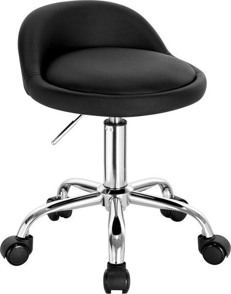Sedia da scrivania con rotelle, regolazione in altezza, sedia a rotelle, sedia da lavoro, rivestimento in Pelle finta nera, altezza 43-54,5 cm