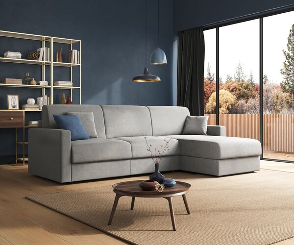 Chris Divano letto angolare con penisola in microfibra smacchiabile T1