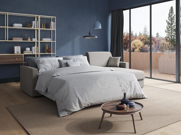 Chris Divano letto angolare con penisola in microfibra smacchiabile T1