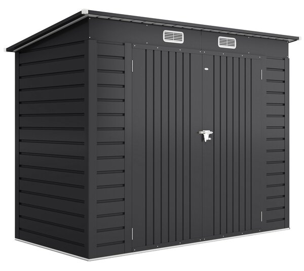 Outsunny Capanno Porta Attrezzi con Ripiani Regolabili e Chiavistello, in Acciaio Zincato, 249x121x183 cm, Grigio | Aosom Italy