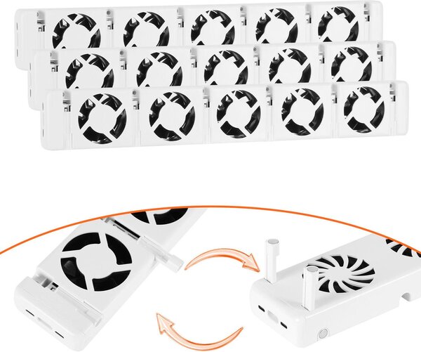 Ventilatore per termosifoni Peviasot, 5 ventole, set da 3, con magnete, portata d'aria di 150 CFM, termostato
