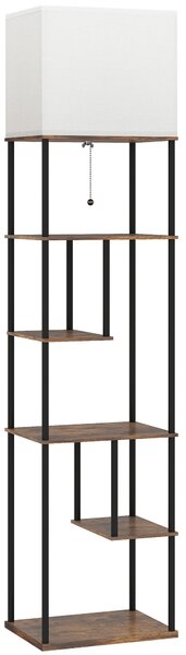 HOMCOM Lampada da Terra con Ripiani Dimmerabile con Telecomando per Soggiorno Dimmerabile, 40x29x171 cm, Marrone Rustico | Aosom Italy