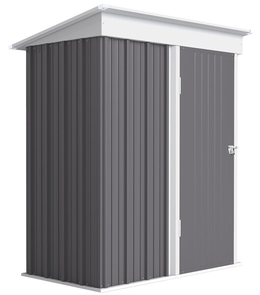 Outsunny Casetta da Giardino con Porta Bloccabile e 2 ripiani regolabili, Porta Attrezzi in Acciaio, 161x95x163/181cm, Grigio | Aosom Italy
