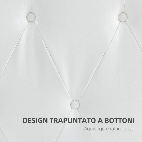 HOMCOM Testiera Letto Matrimoniale Imbottita con Design a Bottoni, in Pelle PU e MDF, 160x7x120 cm, Bianco