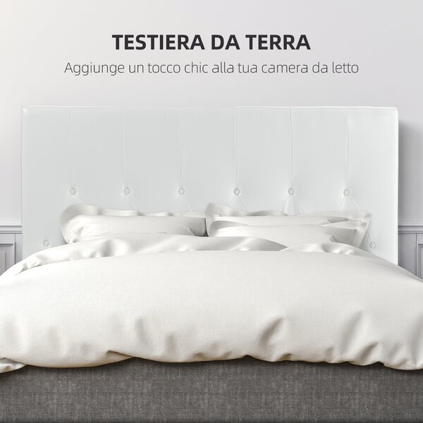 HOMCOM Testiera Letto Matrimoniale Imbottita con Design a Bottoni, in Pelle PU e MDF, 160x7x120 cm, Bianco