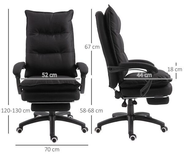 Vinsetto Poltrona da Ufficio Ergonomica Massaggiante Reclinabile con Altezza Regolabile, sedia con Seduta Imbottita e Rotelle, Nero | Aosom Italy