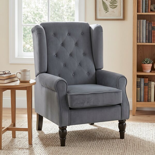 HOMCOM Poltrona a Orecchie con Spessa Imbottitura e Rivestimento Removibile, 74x86x102 cm, Grigio | Aosom Italy