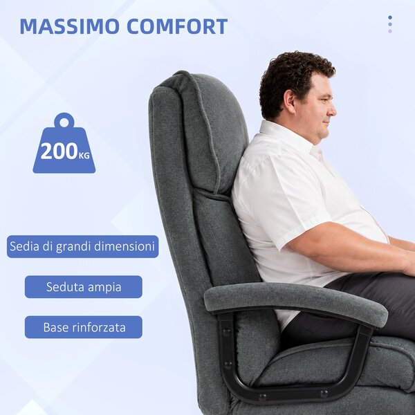 Poltrona da Ufficio con 7 Punti Massaggianti e Poggiapiedi, in Pelle PU e Acciaio, 67x79x111-121 cm, Nero| Aosom Italy