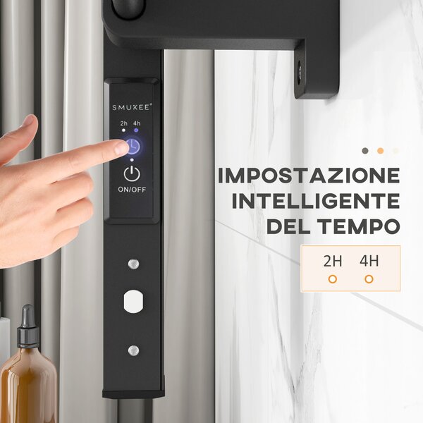 HOMCOM Scaldasalviette Elettrico da Terra o Parete 150W con 8 Barre e Timer 2-4 Ore, 53x35x90 cm, Nero