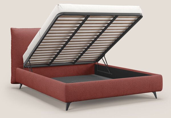 EROS letto imbottito in piuma con vano contenitore in pregiato e fresc