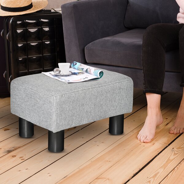 HOMCOM Pouf Poggiapiedi in Tessuto Effetto Lino Imbottito, 40x30x24cm, Grigio|Aosom