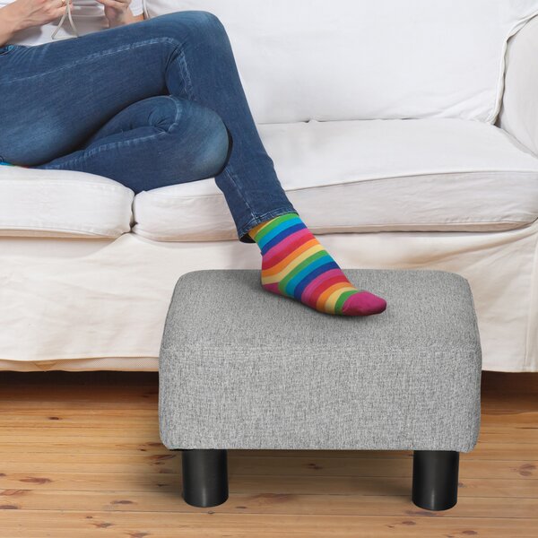 HOMCOM Pouf Poggiapiedi in Tessuto Effetto Lino Imbottito, 40x30x24cm, Grigio|Aosom