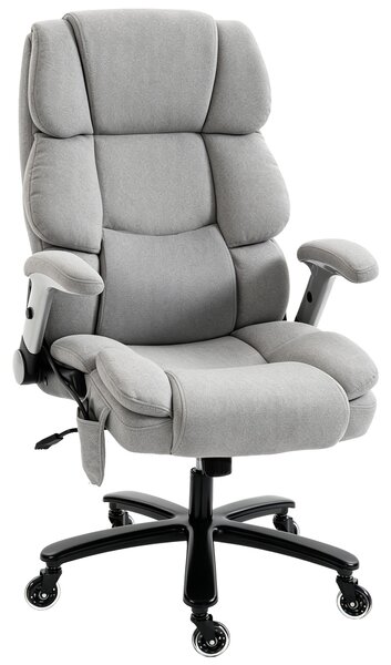 HOMCOM Sedia da Ufficio con Supporto Lombare ad airbag, Sedia da Scrivania con Braccioli Ribaltabili e Molle a Busta, 70x82x122 cm, Grigio chiaro | Aosom Italy