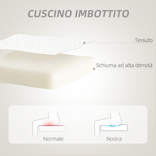 HOMCOM Sedia da Ufficio Imbottita con Schienale a Cuore e Rotelle, in Velluto Teddy e Plastica, 45x56x78-88 cm, Bianco