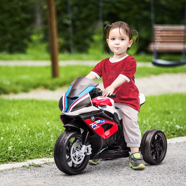 HOMCOM Moto per Bambini 18-60 Mesi Modello BMW HP4 con Fari, Musica e Pedali, in PP e Metallo, 82.5x42x54 cm, Rosso|Aosom