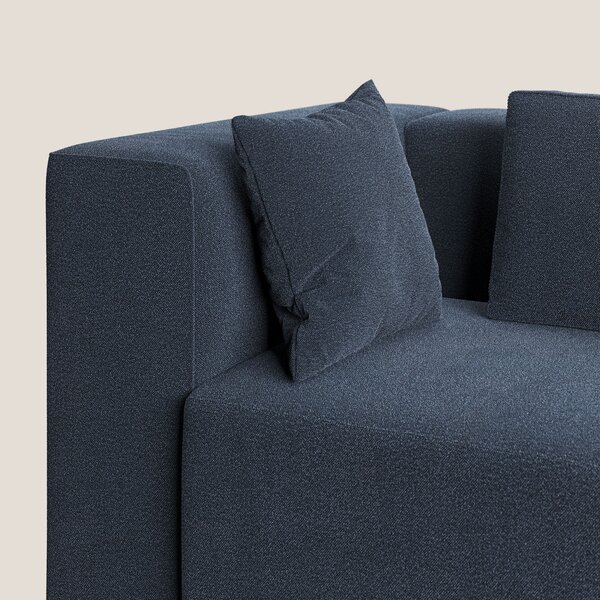 Nettuno divano moderno componibile in morbido tessuto bouclè T07 blu