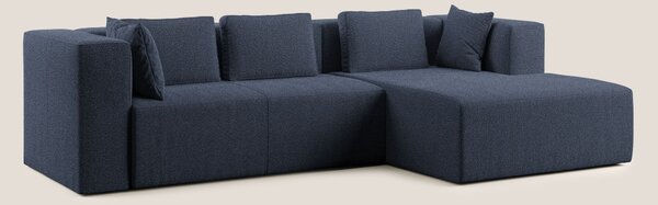 Nettuno divano angolare componibile in morbido tessuto bouclè T07 blu
