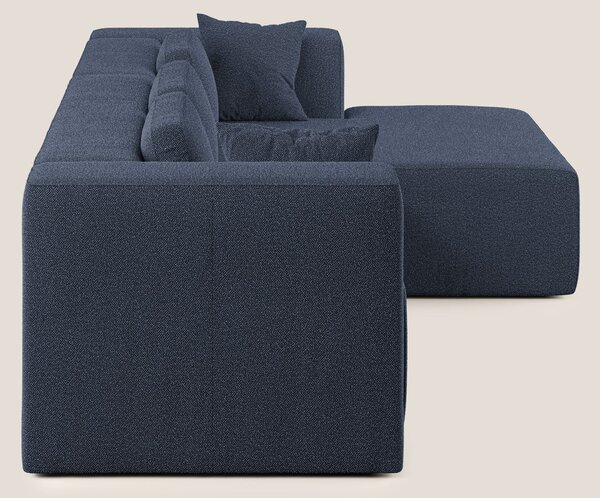 Nettuno divano angolare componibile in morbido tessuto bouclè T07 blu