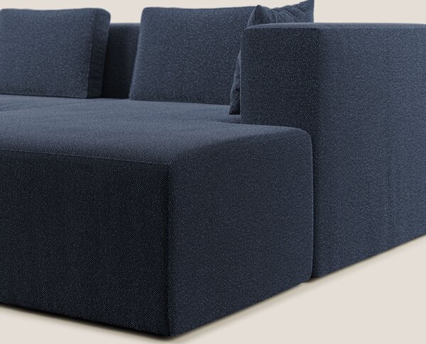 Nettuno divano angolare componibile in morbido tessuto bouclè T07 blu