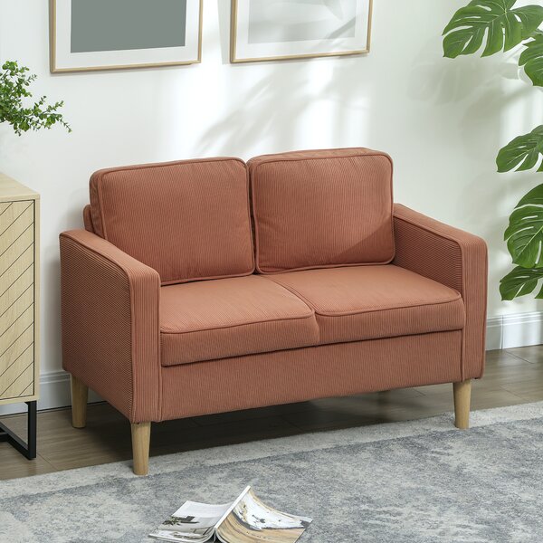 HOMCOM Divano 2 Posti con Vano Contenitore e Robuste Gambe in Legno per Soggiorno, Camera da Letto, 117x63x79 cm, Arancione | Aosom Italy
