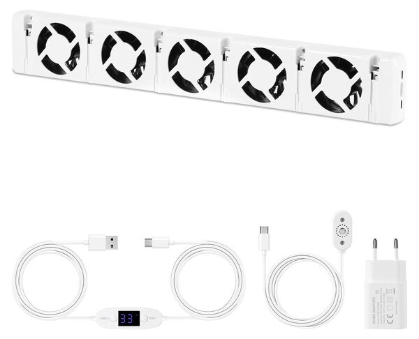 Ventilatore per termosifoni Eikuavons, set da 1, con magnete, portata d'aria di 50 CFM, dotato di termostato