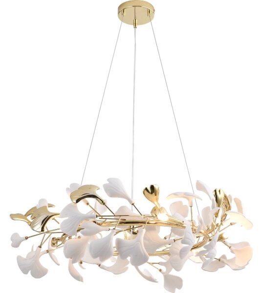 Zuma Line MD2858-6AS-G - Lampadario a sospensione su cavo LEAF 6xG9/42W/230V dorato