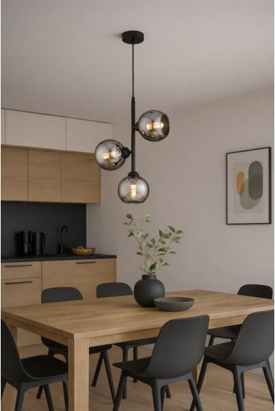 Brilagi - Lampadario a sospensione con cavo DIOR 3xE27/60W/230V nero/grigio fumé