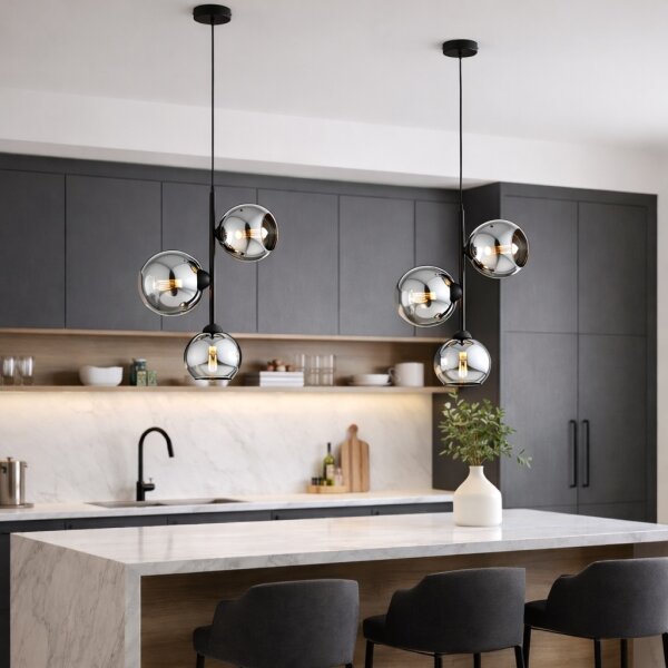 Brilagi - Lampadario a sospensione con cavo DIOR 3xE27/60W/230V nero/grigio fumé