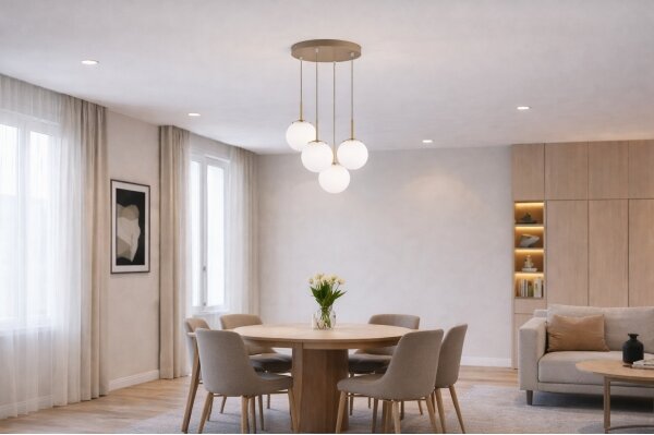 Brilagi - Lampadario sospeso a cavo MILO ECRU 4xE27/60W/230V beige/oro