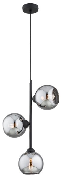 Brilagi - Lampadario a sospensione con cavo DIOR 3xE27/60W/230V nero/grigio fumé