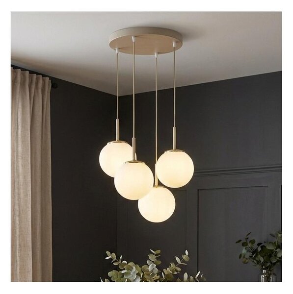 Brilagi - Lampadario sospeso a cavo MILO ECRU 4xE27/60W/230V beige/oro
