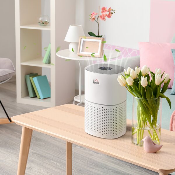 HOMCOM Purificatore d'aria con 4 Velocità, Lonizzatore e Modalità Silenziosa, 22x22x36 cm, Bianco | Aosom Italy