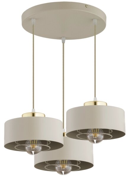 Brilagi - Lampadario a sospensione con cavo SPRING 3xE27/60W/230V beige/oro
