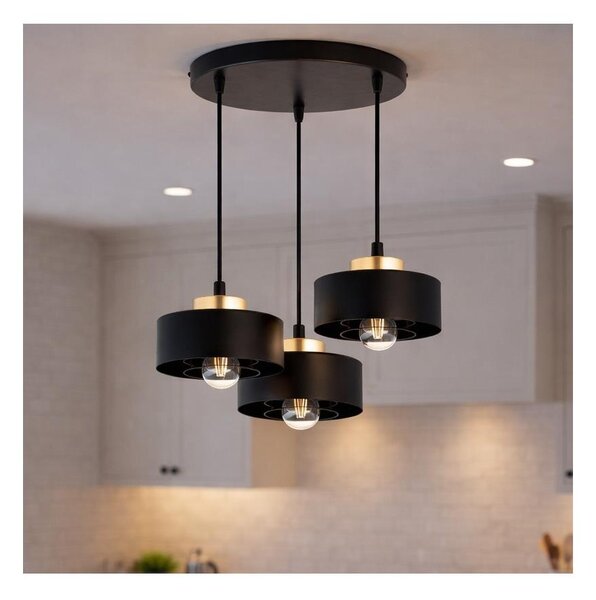 Brilagi - Lampadario a sospensione con cavo SPRING 3xE27/60W/230V nero/oro
