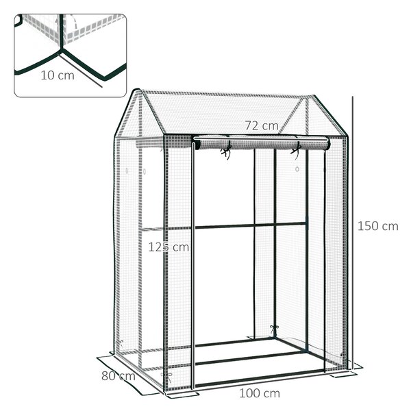 Outsunny Serra da Giardino con Copertura in PE, 2 Zone Separate e Porte Avvolgibili, 100x80x150cm|Aosom