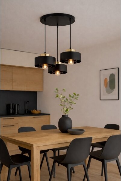 Brilagi - Lampadario a sospensione con cavo SPRING 3xE27/60W/230V nero/oro