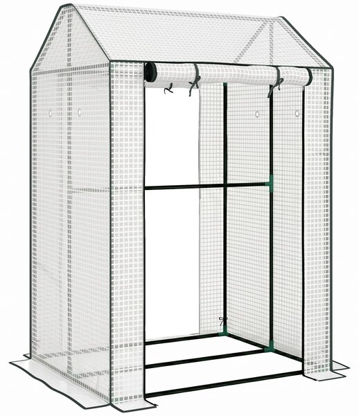 Outsunny Serra da Giardino con Copertura in PE, 2 Zone Separate e Porte Avvolgibili, 100x80x150cm|Aosom