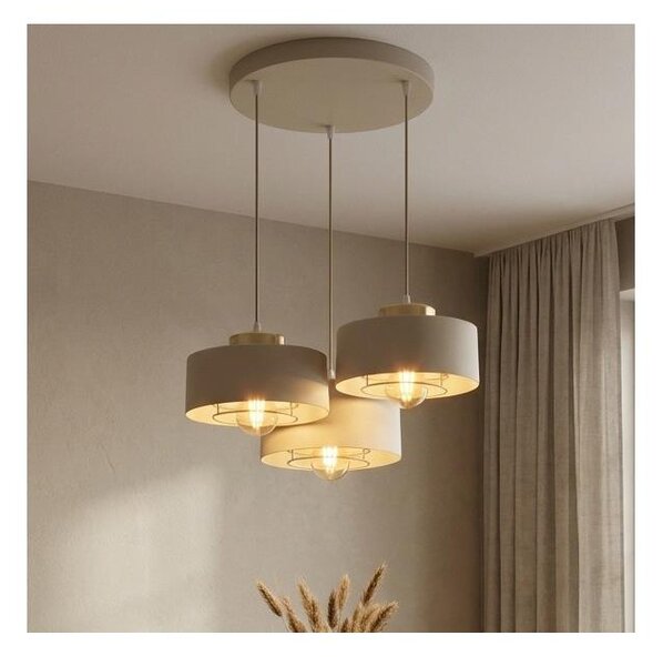 Brilagi - Lampadario a sospensione con cavo SPRING 3xE27/60W/230V beige/oro