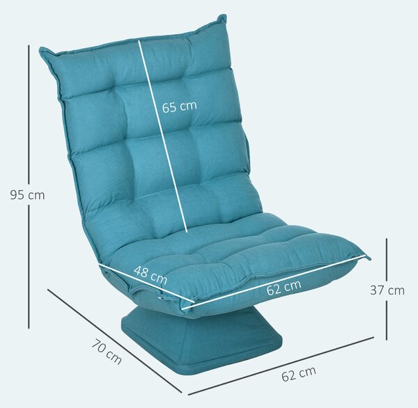 HOMCOM Poltrona Relax Girevole 360° con Schienale Regolabile in 5 Posizioni, Poltrona da Terra con Seduta Ampia Imbottita Spessa in Tessuto Effetto Velluto, per Soggiorno Lettura, 62x70x95 cm, Blu | Aosom Italy