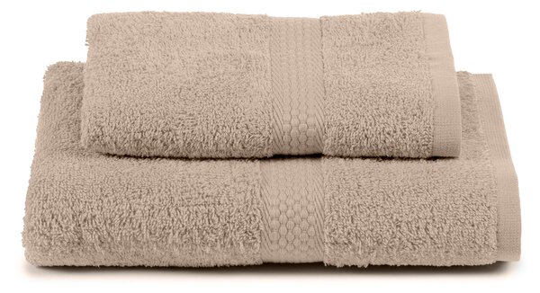 Asciugamano Con Ospite In Cotone Minorca Standard Spugnissima Tinta Unita Sabbia Caleffi