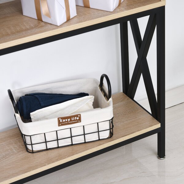 HOMCOM Consolle Industriale con Multi-Ripiani e Effetto Rovere, 120x23x75 cm, Beige | Aosom Italy