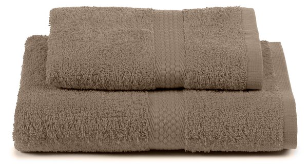 Asciugamano Con Ospite In Cotone Minorca Standard Spugnissima Tinta Unita Tortora Caleffi