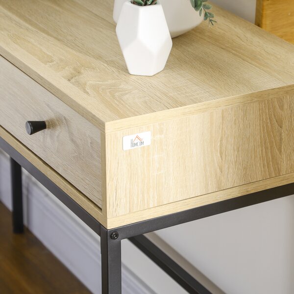 HOMCOM Consolle da Ingresso con 3 Cassetti e Struttura in Acciaio, Stile Industriale in Legno, 120x39,8x78 cm, Naturale e Nero | Aosom Italy