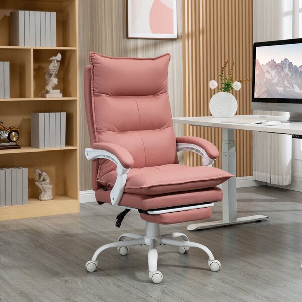 Vinsetto Poltrona da Ufficio Massaggiante e Riscaldante, Sedia con Altezza regolabile e Schienale Reclinabile, 66x74x121,5 cm, Rosa | Aosom Italy