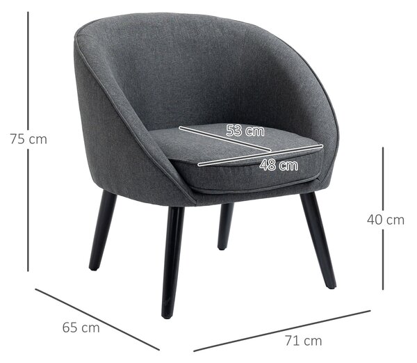 HOMCOM Sedia da pranzo sedia da soggiorno sedia da ufficio sedia imbottita moderna poliestere legno grigio 71 x 65 x 75 cm