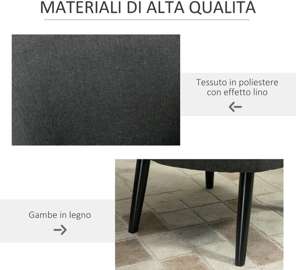 HOMCOM Sedia da pranzo sedia da soggiorno sedia da ufficio sedia imbottita moderna poliestere legno grigio 71 x 65 x 75 cm